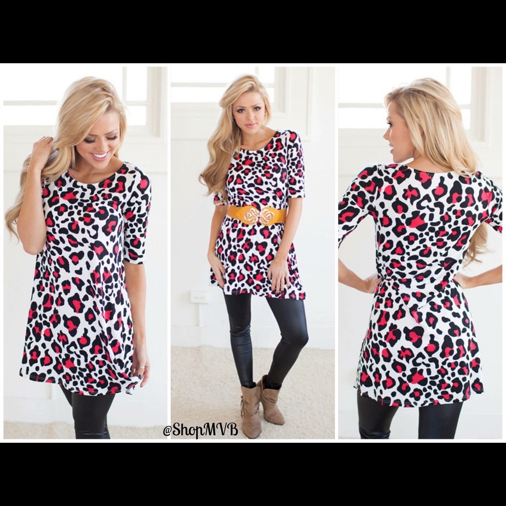 Leopard Pink cute valentines top Barbie pink style - Picture 1 of 3